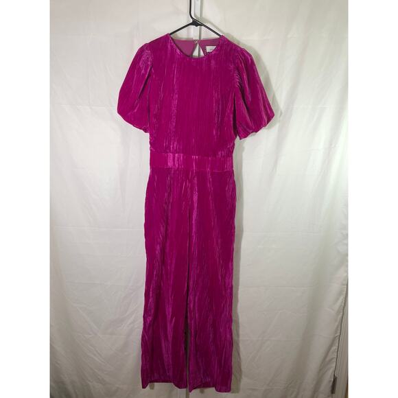 NWT Adelyn Rae Velvet Jumpsuit - Women Size S - Hot Pink - Picture 1 of 7